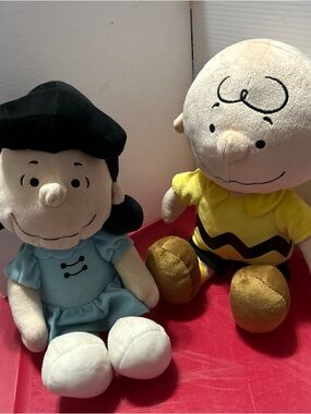 Plush Cartoon Character Pair - Yellow & Light Blue Soft Dolls